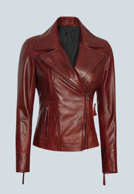 Dorsey Red Double Rider Biker Leather Jacket