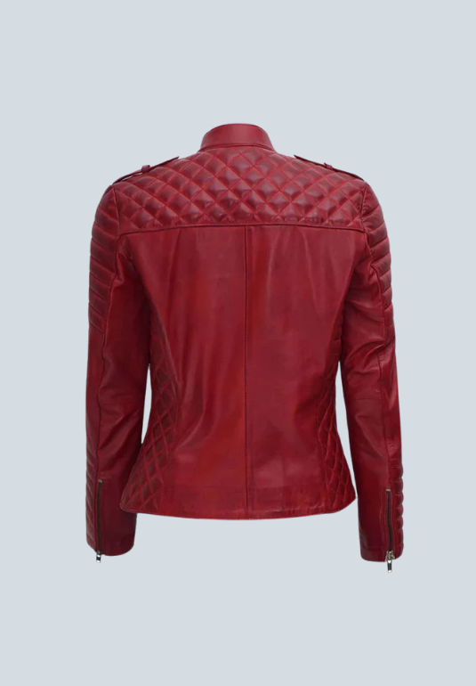 Ashley Red Biker Leather Jacket