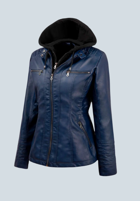 Alvin York Blue Hooded Leather Jacket