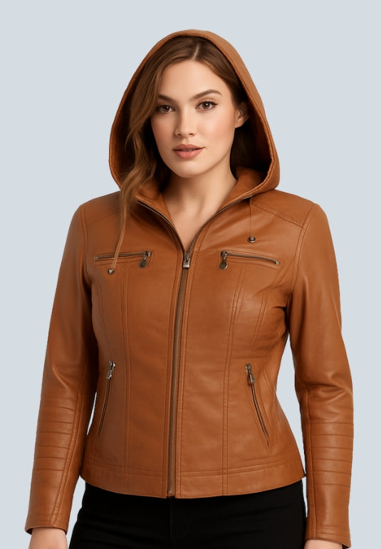 Alvin York Brown Hooded Leather Jacket
