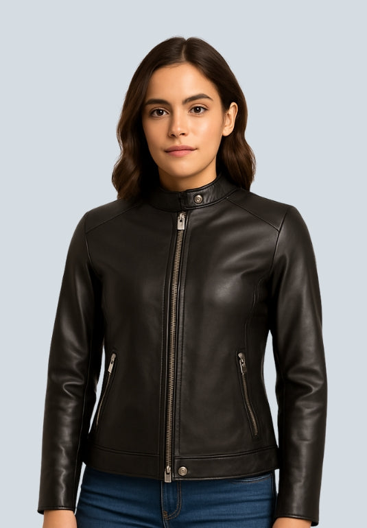 Andre Black Biker Leather Jacket