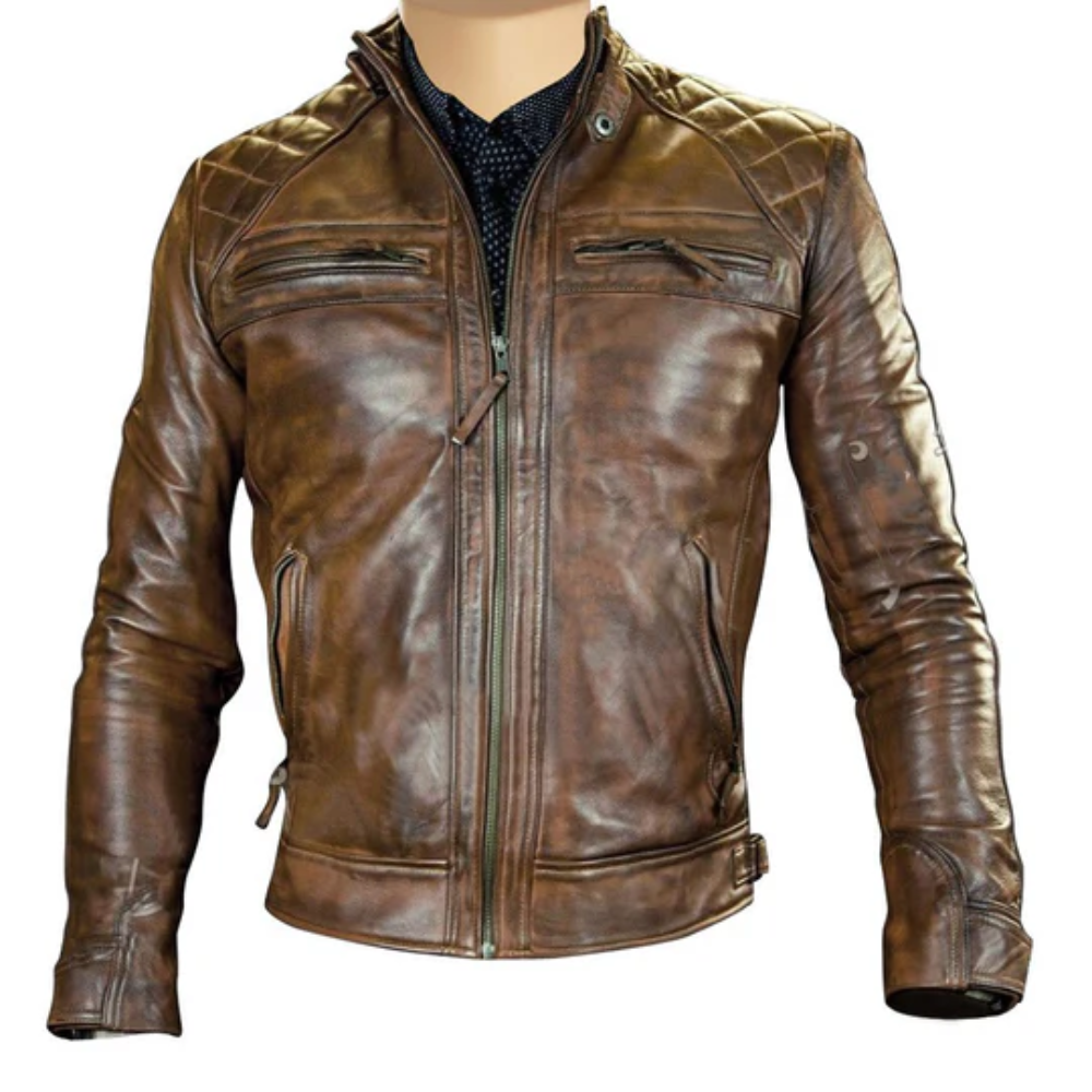 Arnold Distressed Brown Leather Jacket