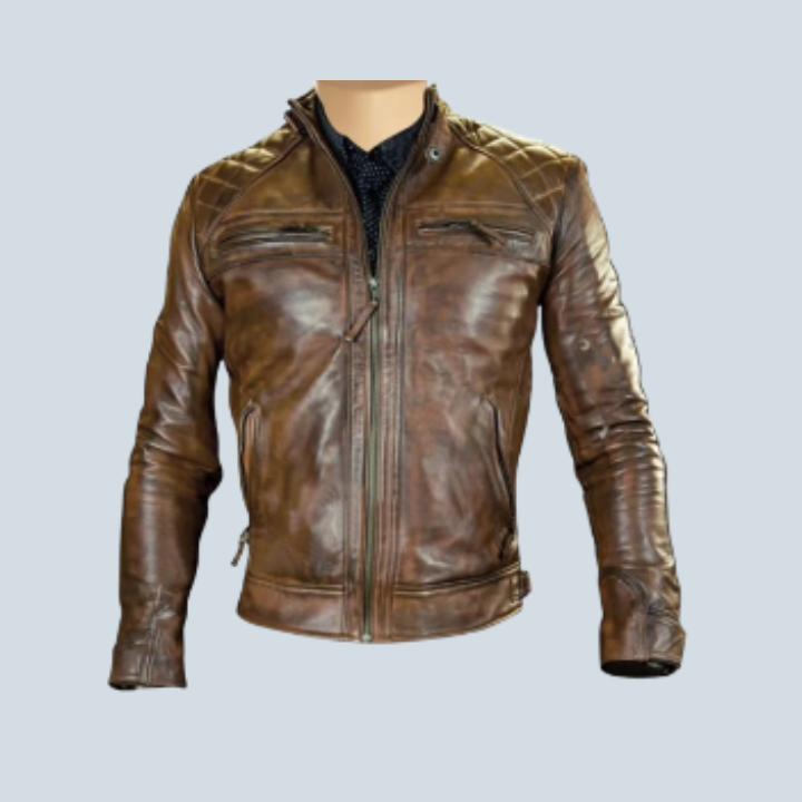 Arnold Distressed Brown Leather Jacket