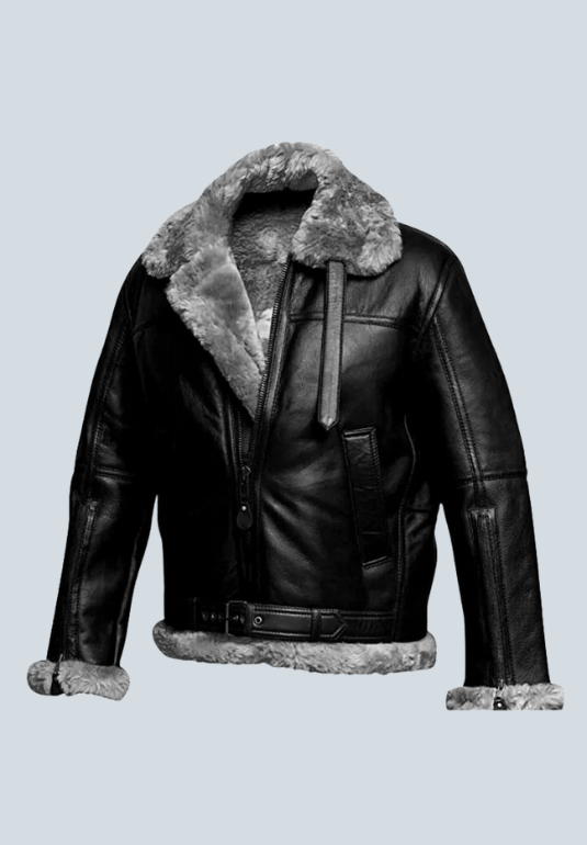 Humphrey B3 Aviator Black Leather Bomber Jacket