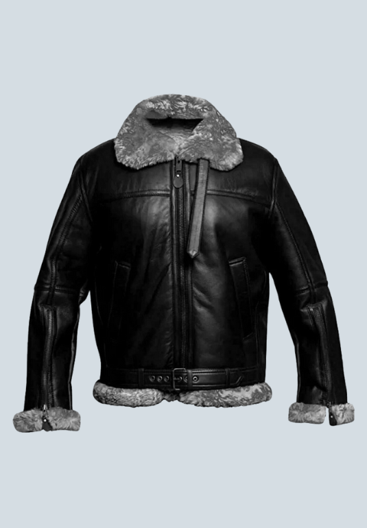 Humphrey B3 Aviator Black Leather Bomber Jacket