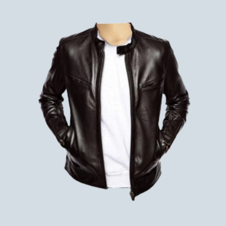 Johnny Depp Plain Black Leather Biker Jacket
