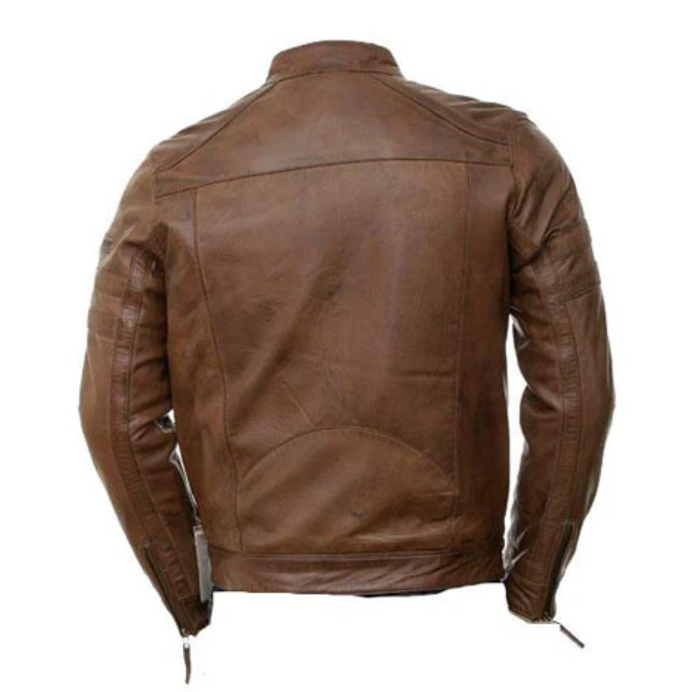 Brad Pitt Brown Leather Biker Jacket