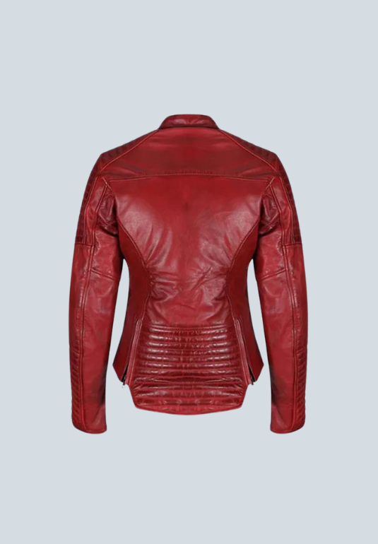 Brenda B3 Red Biker Leather Jacket
