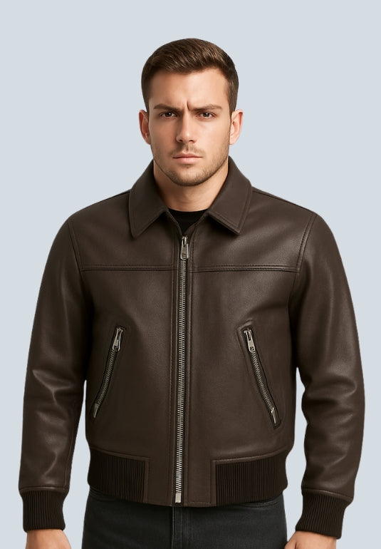 Craze G-1 Brown Leather Bomber Jacket
