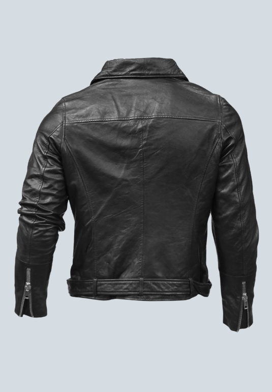 David Black Leather Biker Jacket