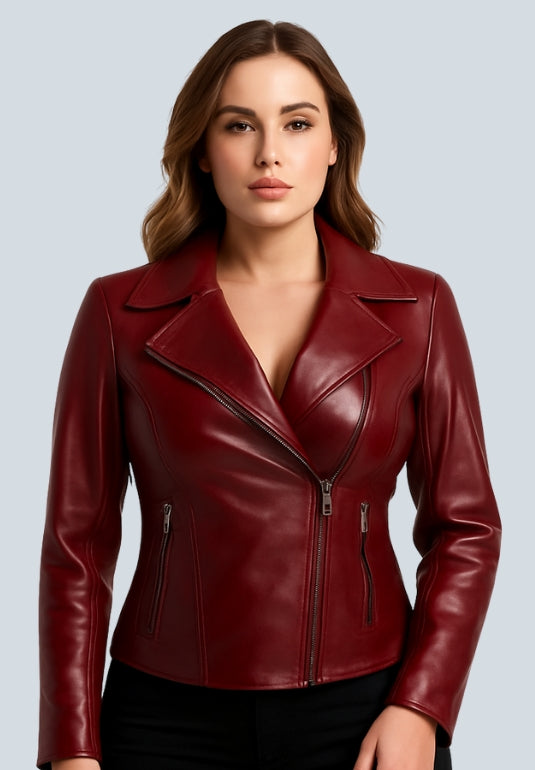 Dorsey Red Double Rider Biker Leather Jacket