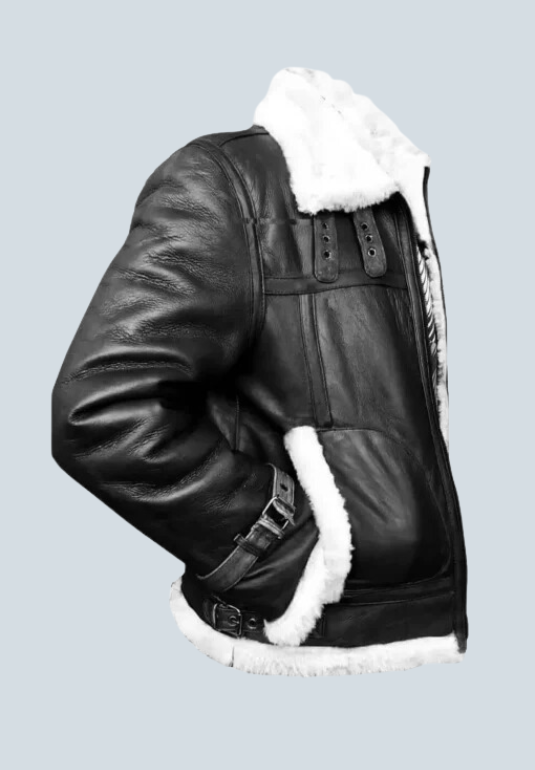 Dwight Black Aviator Shearling Bomber Leather Jacket