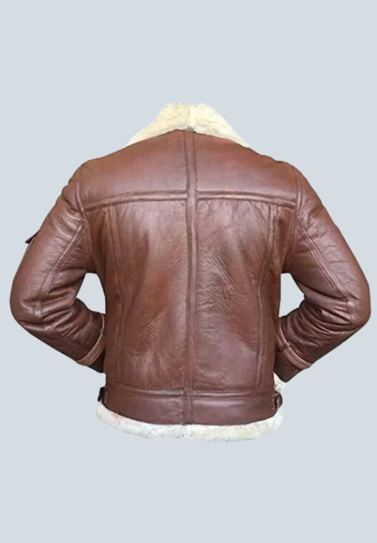 Dwight Brown Aviator Shearling Bomber Leather Jacket