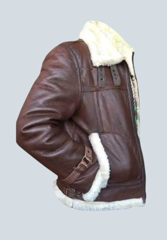 Dwight Brown Aviator Shearling Bomber Leather Jacket