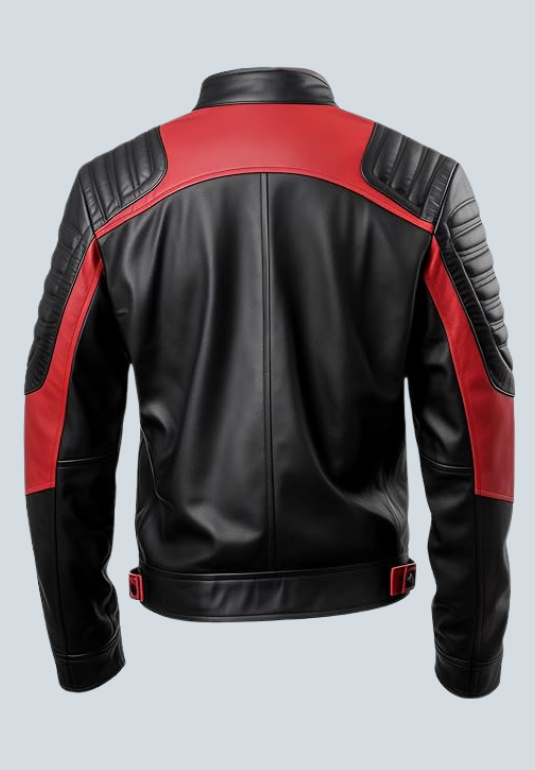 Freeman Red And Black Biker Leather Jacket