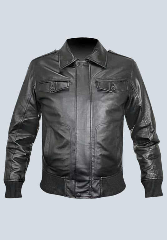 Freeman Retro Black Leather Bomber Jacket