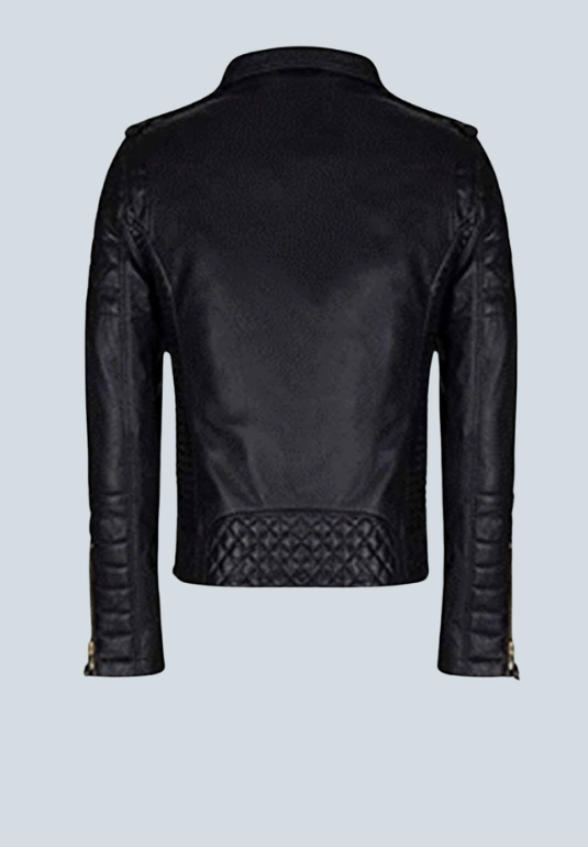 George Carlin Black  Biker Quilted Leather Jacket