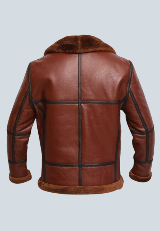 Grant RAF British Shearling Aviator Brown Leather Bomber Jacket