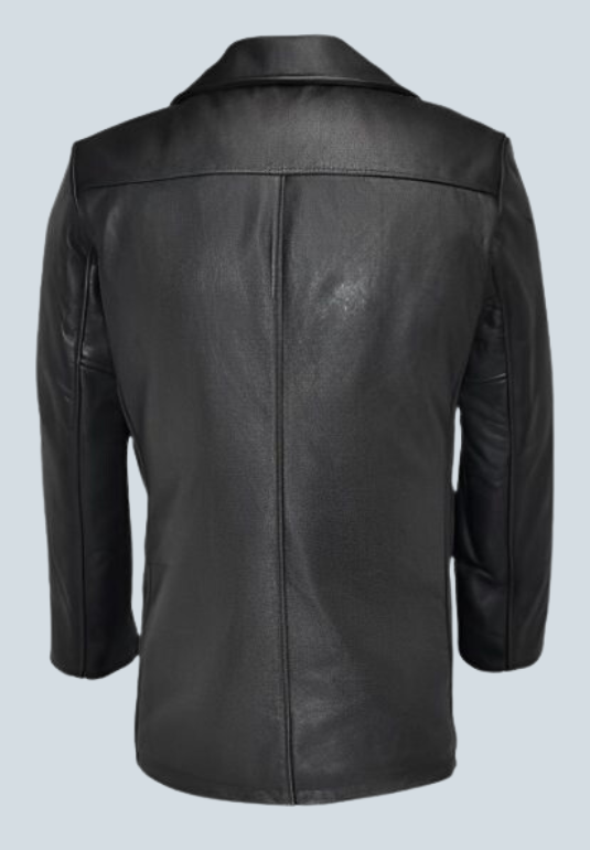 Henry Double Breasted Black Leather Coat