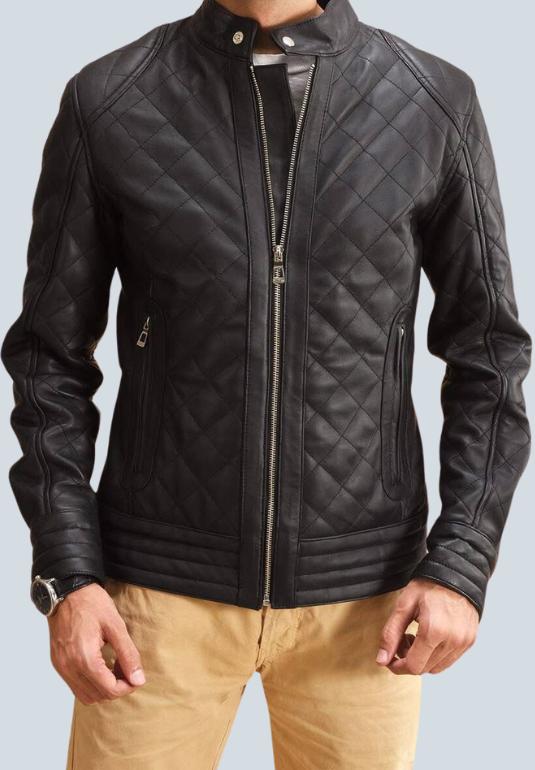 Henry Quilted Black Leather Jacket