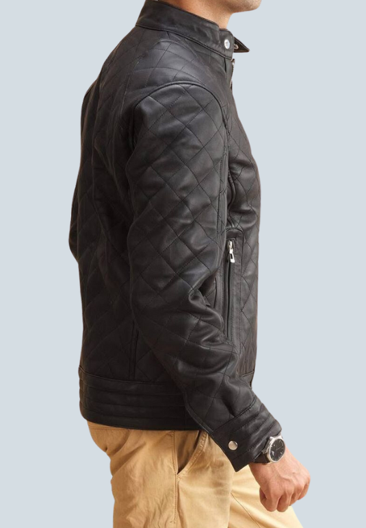 Henry Quilted Black Leather Jacket