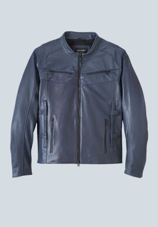 Honorary Capitol Triple Vent Blue Leather Jacket