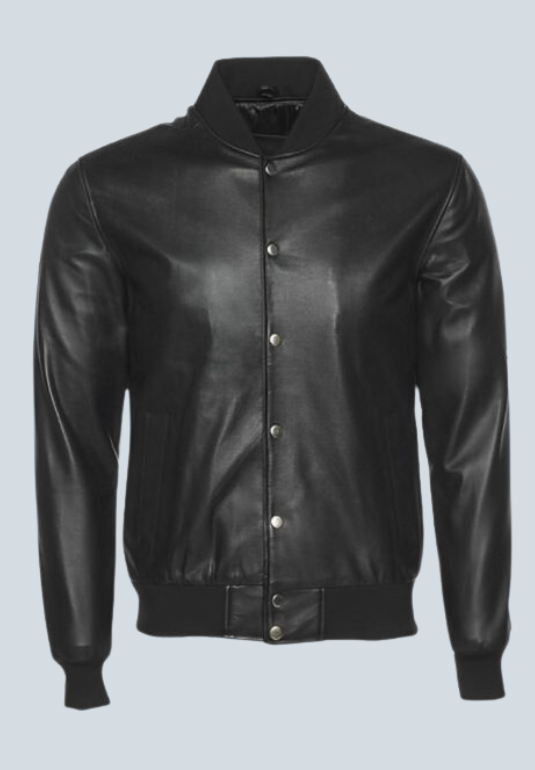 James Vintage Black Leather Bomber Jacket