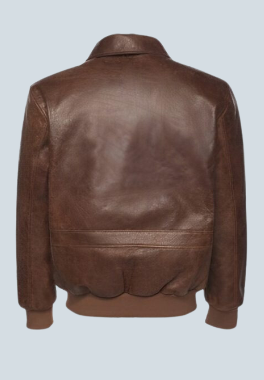 James Vintage Brown Leather Bomber Jacket