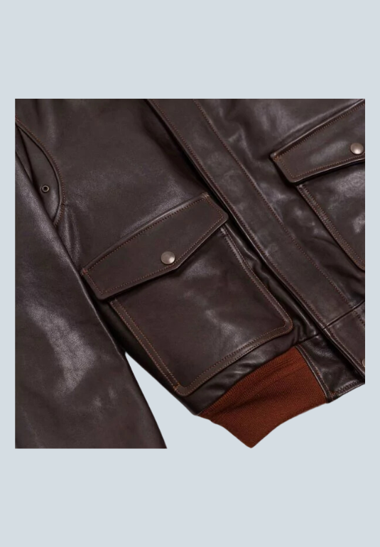 Johnny Cash A-2 Flight Brown Leather Bomber Jacket