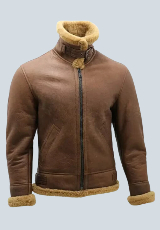 Kennedy B3 Shearling Flying Aviator Brown Leather Bomber Jacket