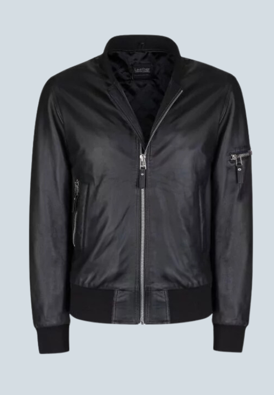 Morgan B3 Aviator Black Leather Bomber Jacket