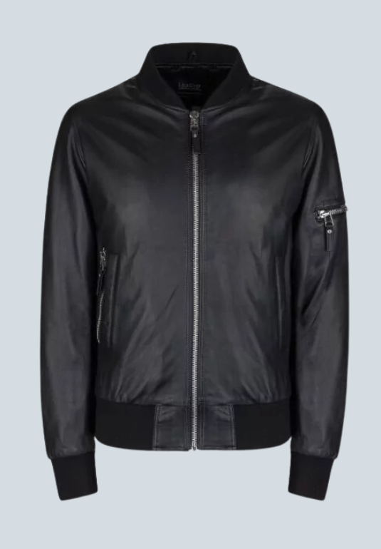 Morgan B3 Aviator Black Leather Bomber Jacket