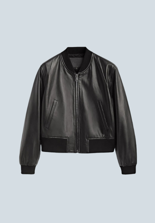 Nancy A-2 Black Leather Bomber Jacket