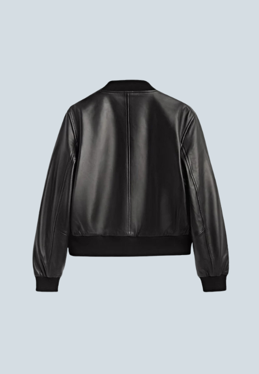 Nancy A-2 Black Leather Bomber Jacket