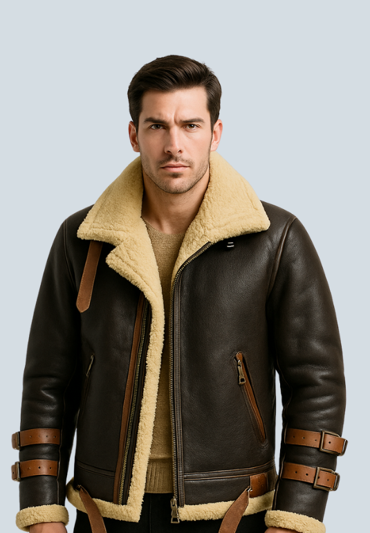 Overlord B3 Flight Shearling Aviator Leather Bomber Jacket