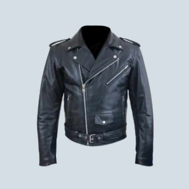 Powell Classic Black Leather Motorcycle Jacket