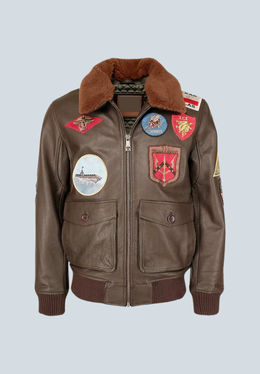 Robert Brown Flying Aviator Leather Bomber Jacket