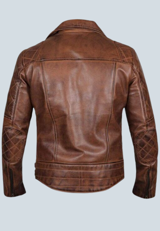 Robinson Vintage Quilted Brown Biker Leather Jacket