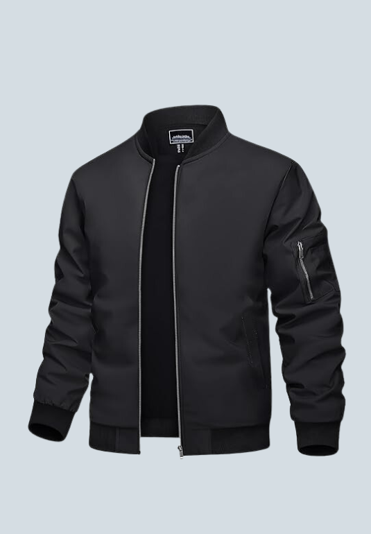 TACVASEN Vikings Lightweight Black Bomber Jacket