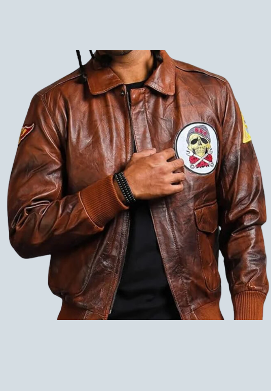 Tecumseh Brown Leather Bomber Jacket